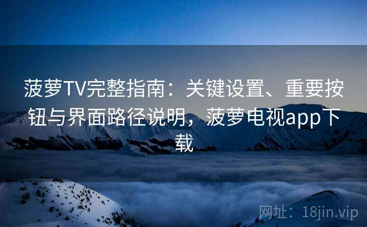 菠萝TV完整指南：关键设置、重要按钮与界面路径说明，菠萝电视app下载