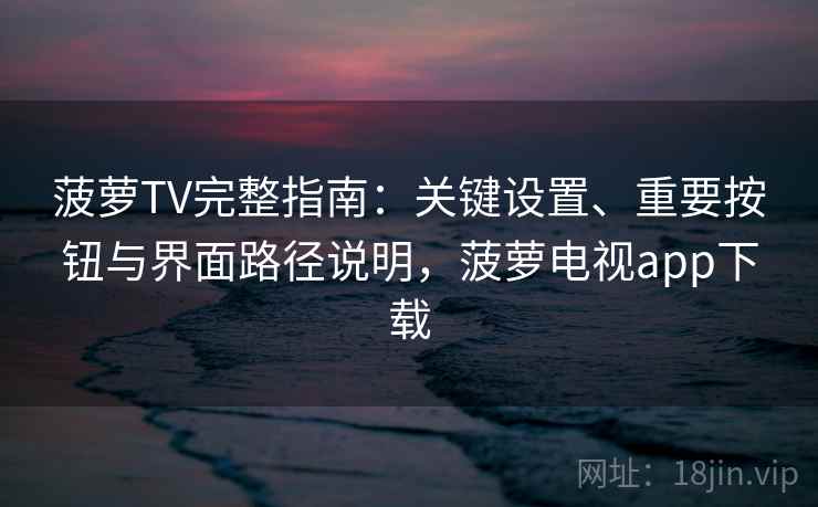 菠萝TV完整指南：关键设置、重要按钮与界面路径说明，菠萝电视app下载
