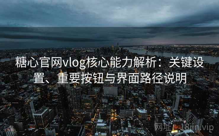 糖心官网vlog核心能力解析：关键设置、重要按钮与界面路径说明