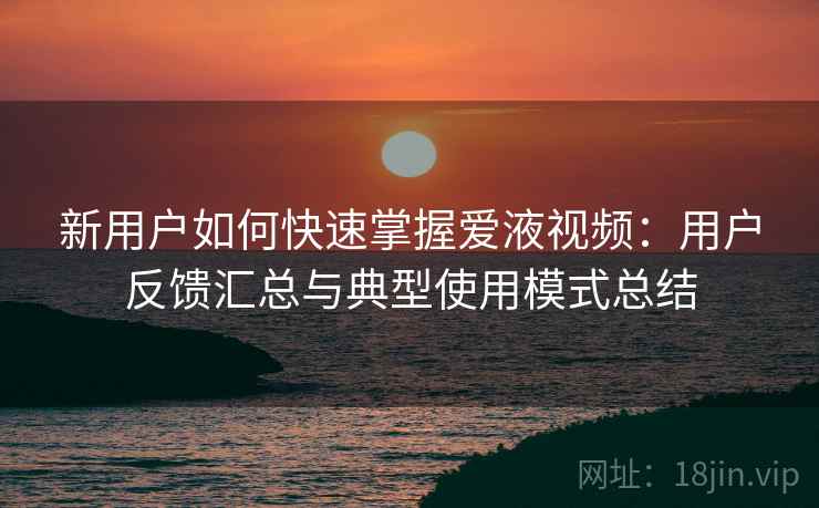 新用户如何快速掌握爱液视频：用户反馈汇总与典型使用模式总结