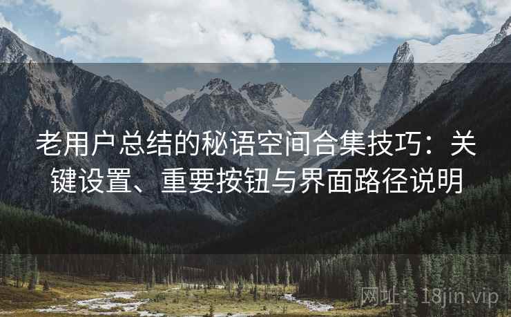 老用户总结的秘语空间合集技巧：关键设置、重要按钮与界面路径说明