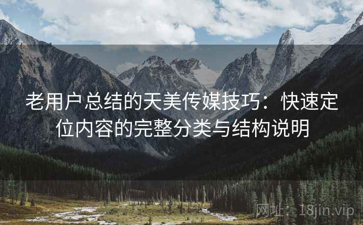 老用户总结的天美传媒技巧:快速定位内容的完整分类与结构说明