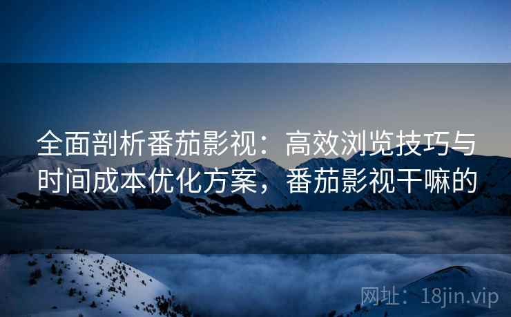 全面剖析番茄影视:高效浏览技巧与时间成本优化方案,番茄影视干嘛的