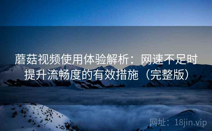 蘑菇视频使用体验解析：网速不足时提升流畅度的有效措施（完整版）